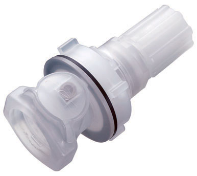 CQHD06110104 - Kupplung PP mit Schottvorrichtung 1/4" Flare mit Absperrung, metallfrei