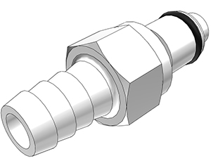 21400 - Stecker Acetal mit Schlauchtülle 9,5 mm mit Absperrung, NSF (PLCD22006 NSF)