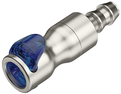 LQ4SD17006LBLU LQ4SD17006LBLU - Kupplung Edelstahl mit Locking Schlauchtülle 9,5 mm, mit Absperrung, blau, Non-Spill