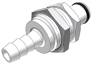 PLC42004 - Stecker Acetal Schott mit Schlauchtülle 6,4 mm ohne Absperrung