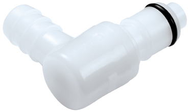 42900 42900 - Stecker Acetal mit Winkel-Schlauchtülle 9,5 mm mit Absperrung, NSF (APCD23006 NSF)
