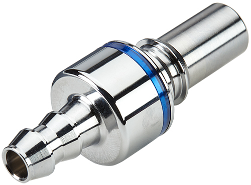 LQ4D22006LBLU - Stecker MS-VC mit Locking Schlauchtülle 9,5 mm mit Absperrung, blau, Non-Spill