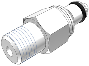 9000800 9000800 - Stecker Acetal mit konischem AG 1/8" NPT mit Absperrung, NSF (PMCD2402 NSF)