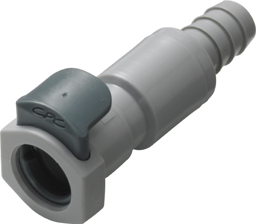 EFCD17412 - Kupplung PP mit Schlauchtülle 6,4 mm mit Absperrung