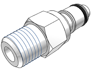 42400 42400 - Stecker Acetal mit konischem AG 1/4" NPT mit Absperrung, NSF (APCD24004 NSF)