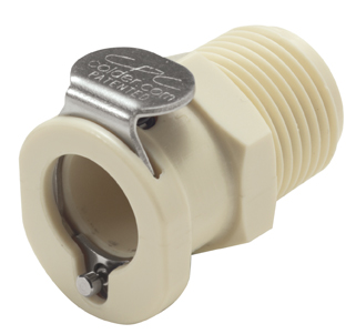 PLCD1000612 - Kupplung PP mit konischem AG 3/8" NPT mit Absperrung