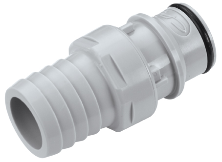 62200 62200 - Stecker PP mit Schlauchtülle 19,0 mm mit Absperrung, NSF (HFCD221212 NSF)