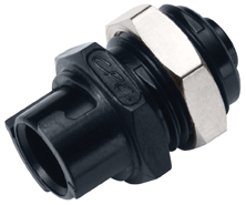 SMFPM01BLK - Submini.-Kupplung Acetal, Schott mit 1,6 mm Schlauchtülle ohne Absperrung schwarz