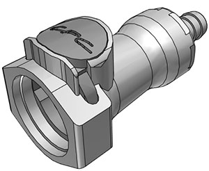 60600 60600 - Kupplung PP mit Schlauchtülle 9,5 mm mit Absperrung, NSF (HFCD17612 NSF)