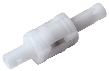 SMCD01 - Submini.-Kupplung komplett, Acetal 1,6 mm Schlauchtüllen mit Absperrung