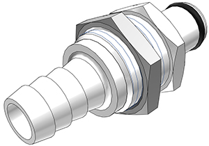 PLC42006 - Stecker Acetal Schott mit Schlauchtülle 9,5 mm ohne Absperrung