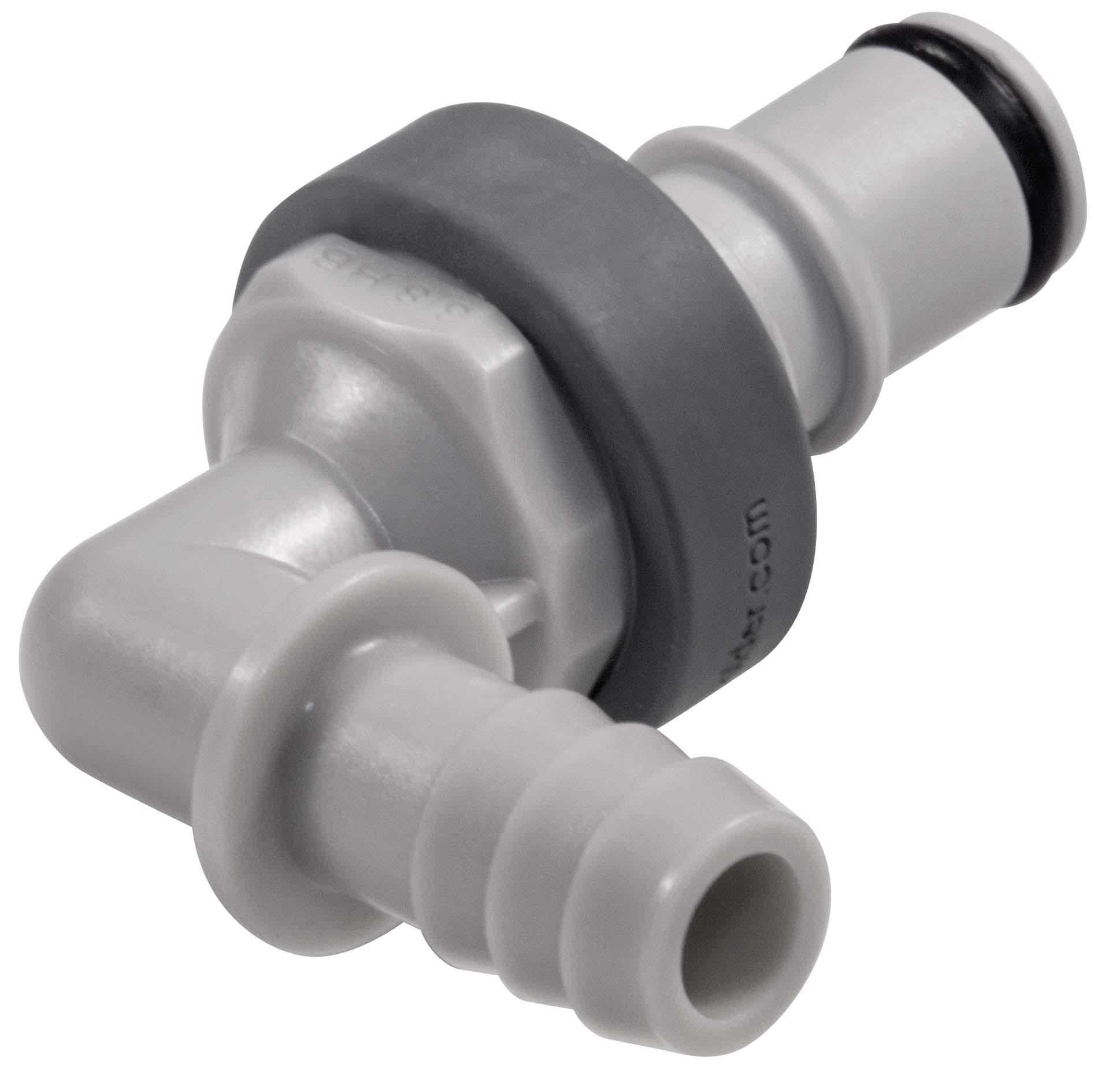 NS4D23006 - Stecker PP mit Winkeltülle 9,5 mm mit Absperrung, Non-Spill