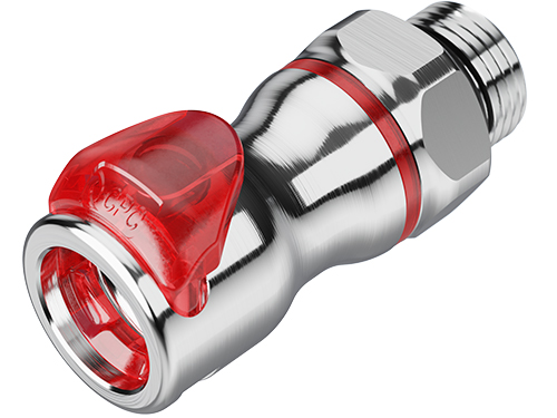 LQ6D30008REDV - Kupplung MS-VC mit AG 1/2 SAE-8 mit Absperrung, rot, Non-Spill, FKM-Dichtung