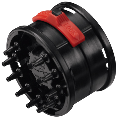TT10M3 TT10M3 - Zehnfachverbinder komplett, Acetal mit 3,0 mm Einsätzen ohne Absperrung