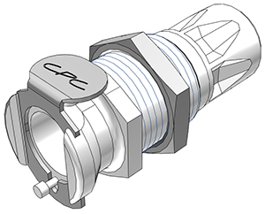 28200 28200 - Kupplung Acetal Schott/JG Steckanschluss 6,4 mm mit Absperrung, NSF (PLCD11004 NSF)