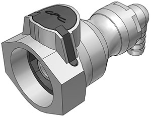 99300 99300 - UDC Kupplung PP mit Winkel-Schlauchtülle 9,5 mm mit Absperrung, Silicon O-Ring