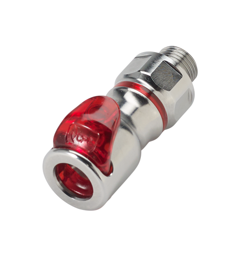 LQ2D3102REDV - Kupplung MS-VC mit AG 1/8" BSPP mit Absperrung, rot, Non-Spill, FKM-Dichtung