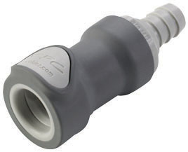 NS4D17006V - Kupplung PP mit Schlauchtülle 9,5 mm mit Absperrung, Non-Spill, FKM-Dichtung