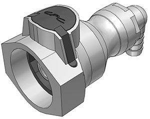 97800 97800 - UDC Kupplung PP mit Winkel-Schlauchtülle 9,5 mm mit Absperrung, BUNA-N O-Ring