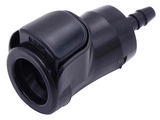 DF2D170212S - Kupplung PP mit Schlauchtülle 3,2 mm mit Absperrung, schwarz, DripFree, Silikon-Dichtung