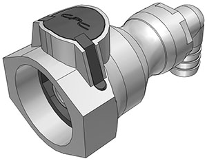 97700 97700 - UDC Kupplung PP mit Winkel-Schlauchtülle 12,7 mm mit Absperrung, BUNA-N O-Ring