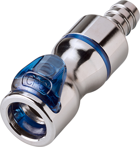 LQ4D17006BLU - Kupplung MS-VC mit Schlauchtülle 9,5 mm mit Absperrung, blau, Non-Spill