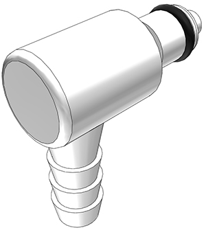 9000200 9000200 - Stecker Acetal mit Winkel-Schlauchtülle 6,4 mm mit Absperrung, NSF (PMCD2304 NSF)