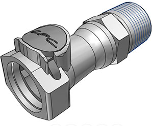 61800 61800 - Kupplung PP mit konischem AG 3/4" NPT mit Absperrung, NSF (HFCD101212 NSF)
