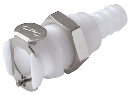 PLCD16006 - Kupplung Acetal Schott mit Schlauchtülle 9,5 mm mit Absperrung