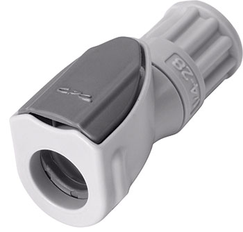 NS1D19042812HC - Kupplung PP 1/4-28 Flat Bottom IG mit Absperrung, Non-Spill, Hastelloy-C® Feder