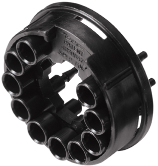 TFB10M3 TFB10M3 - Zehnfachverb. Kupplung Nylon mit 3,0 mm Acetal Kuppl. Einsätzen ohne Absperrung