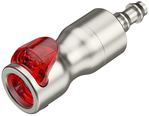 LQ4SD17004LRED LQ4SD17004LRED - Kupplung Edelstahl mit Locking Schlauchtülle 6,4 mm, mit Absperrung, rot, Non-Spill