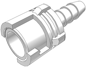 SMFD02 - Submini.-Kupplung Acetal mit 3,2 mm Schlauchtülle mit Absperrung