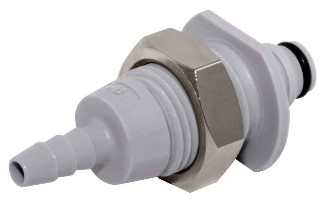 NS1D420212 - Stecker PP Schott mit Schlauchtülle 3,2mm mit Absperrung, Non-Spill