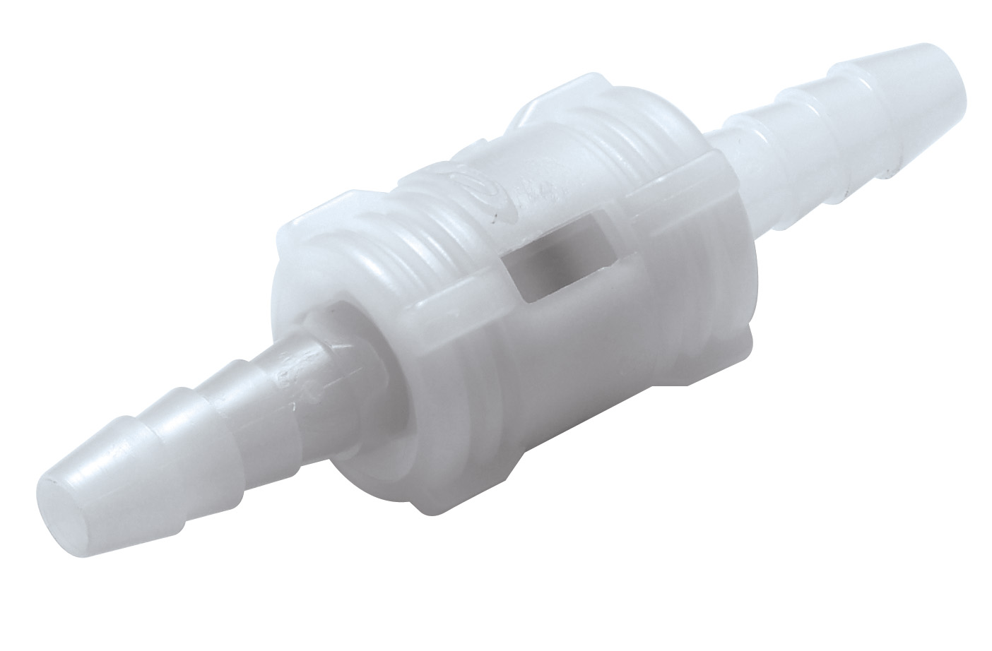 SMCD02 - Submini.-Kupplung komplett, Acetal 3,2 mm Schlauchtüllen mit Absperrung