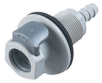 EFCD16412 - Kupplung PP Schott mit Schlauchtülle 6,4 mm mit Absperrung