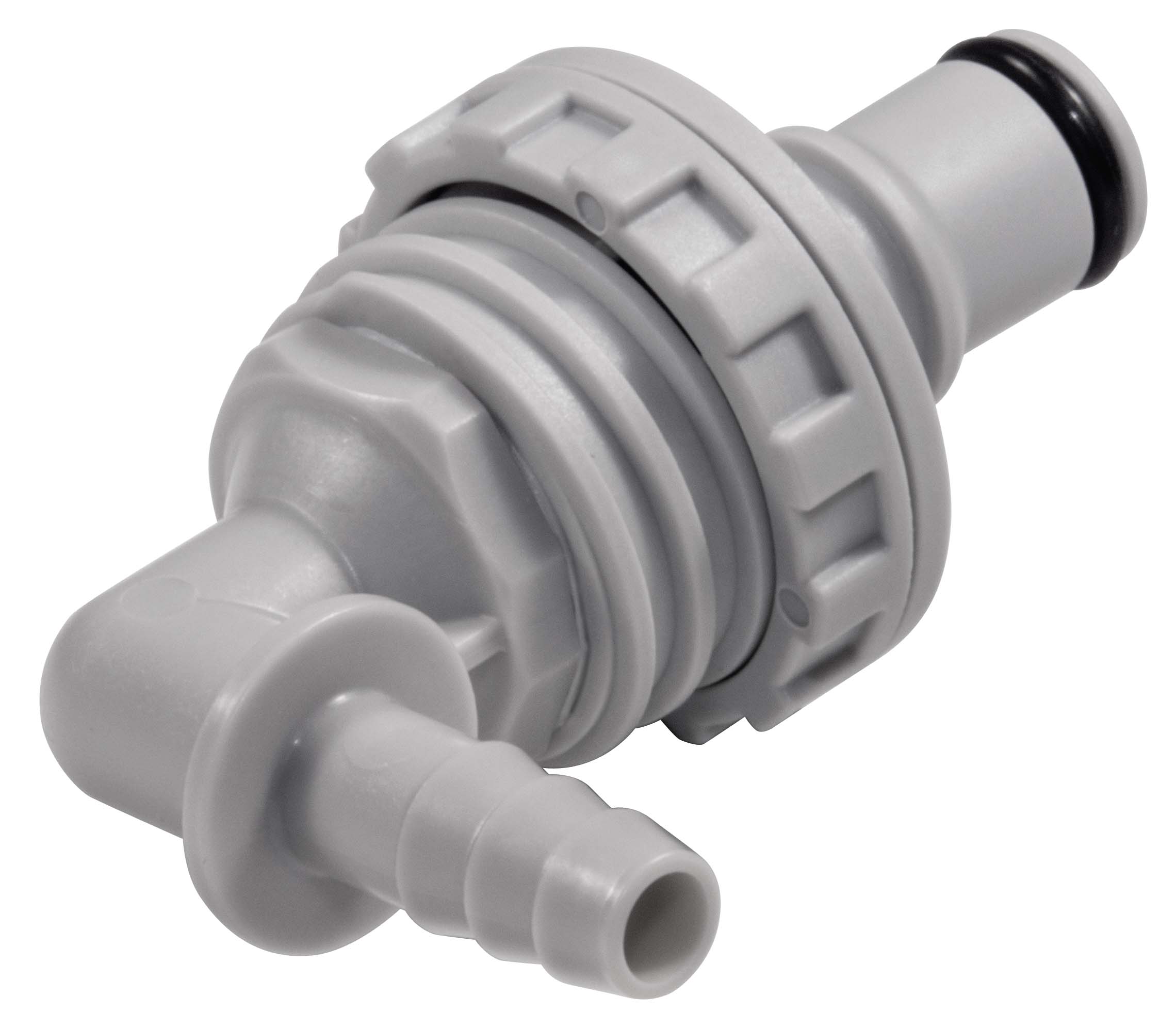 NS4D43004 - Stecker PP Schott mit Winkeltülle 6,4 mm mit Absperrung, Non-Spill