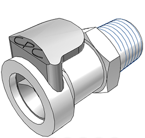 45700 45700 - Kupplung Acetal mit konischem AG 3/8" NPT mit Absperrung, NSF (APCD10006 NSF)