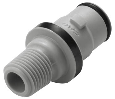 NS2D240212SMZ - Stecker PP mit konischem AG 1/8" NPT mit Absperrung, Non-Spill, Simriz®-Dichtung