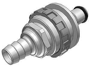 NS4D42006V - Stecker PP Schott mit Schlauchtülle 9,5 mm mit Absperrung, Non-Spill, FKM-Dichtung