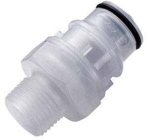 CQHD06200206103 - Stecker PP mit 3/8" MNPT mit Absperrung metallfrei, High-Purity, Chemraz®-Dichtung