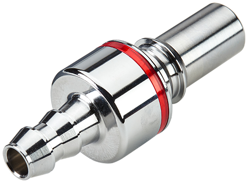 LQ4D22006LRED - Stecker MS-VC mit Locking Schlauchtülle 9,5 mm mit Absperrung, rot, Non-Spill