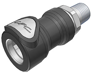 NS4D10004BSPTV - Kupplung PP mit konischem AG 1/4" BSPT mit Absperrung, Non-Spill, FKM-Dichtung