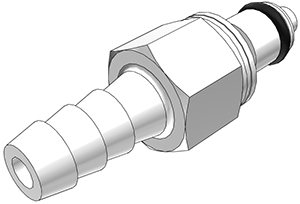 10800 - Stecker Acetal mit Schlauchtülle 6,4 mm mit Absperrung, NSF (PMCD2204 NSF)