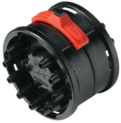 TT1002 TT1002 - Zehnfachverbinder komplett, Acetal mit 3,2 mm Einsätzen ohne Absperrung