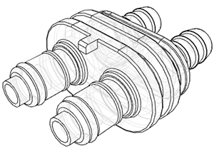 DPCD22006 - Stecker 2-fach, Acetal m. Schlauchtülle 9,5 mm mit Absperrung
