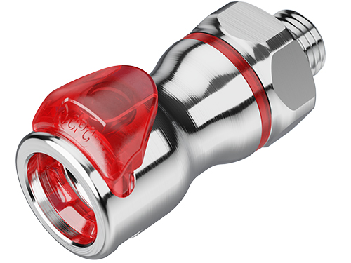 LQ6D30006RED - Kupplung MS-VC mit AG 3/8 SAE-6 mit Absperrung, rot, Non-Spill