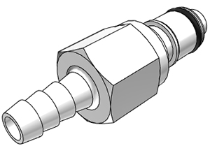 42600 - Stecker Acetal mit Schlauchtülle 6,4 mm mit Absperrung, NSF (APCD22004 NSF)