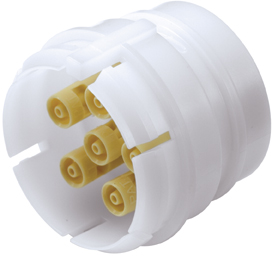 SXF420112 SXF420112 - Sechsfachverb. Stecker Acetal, Schott mit 1,6 mm PP Kuppl. Einsätzen ohne Absperrung