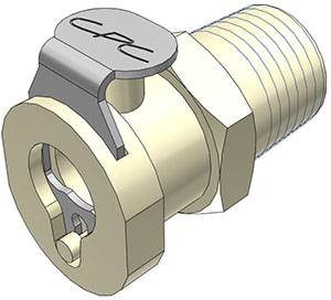 PMCD100412BSPT - Kupplung PP mit konischem AG 1/4" BSPT mit Absperrung